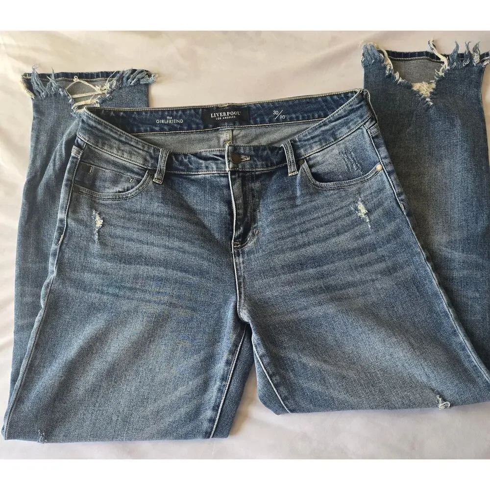 LIVERPOOL Los Angeles 'The Girlfriend" Straight Leg Blue Jeans 30/10 - Picture 2 of 12